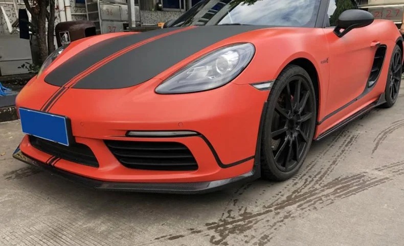 Carbon Fiber Front Lip Car Front Bumper Splitter For  718 regular version three-stage carbon fiber front lip 2016-2018